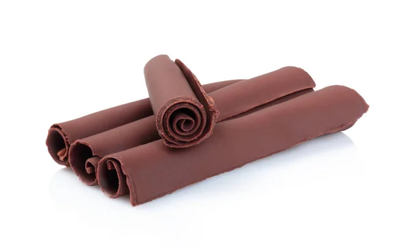 Čokoládové Kudrlinky Bílém Pozadí Close — Stock fotografie