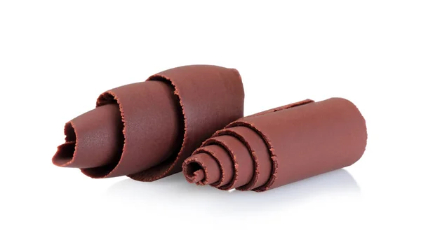 Riccioli Cioccolato Con Sfondo Bianco Primo Piano — Foto Stock