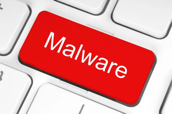 Botón Rojo Con Palabra Malware Primer Plano Del Teclado Concepto —  Fotos de Stock
