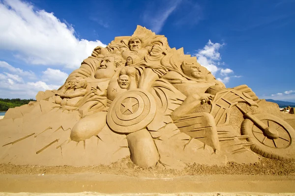 Μυθιστόρημα γλυπτών άμμου στην παραλία fulong — Φωτογραφία Αρχείου
