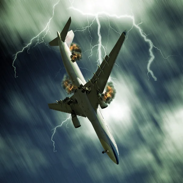 Airplane falling from sky — Stock Photo, Image