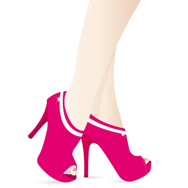 Hermosas piernas de mujer en zapatos rosas elegantes — Vector de stock