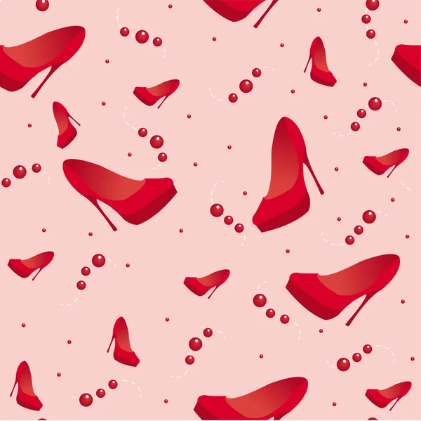 Chaussures rouges et motif perle — Image vectorielle