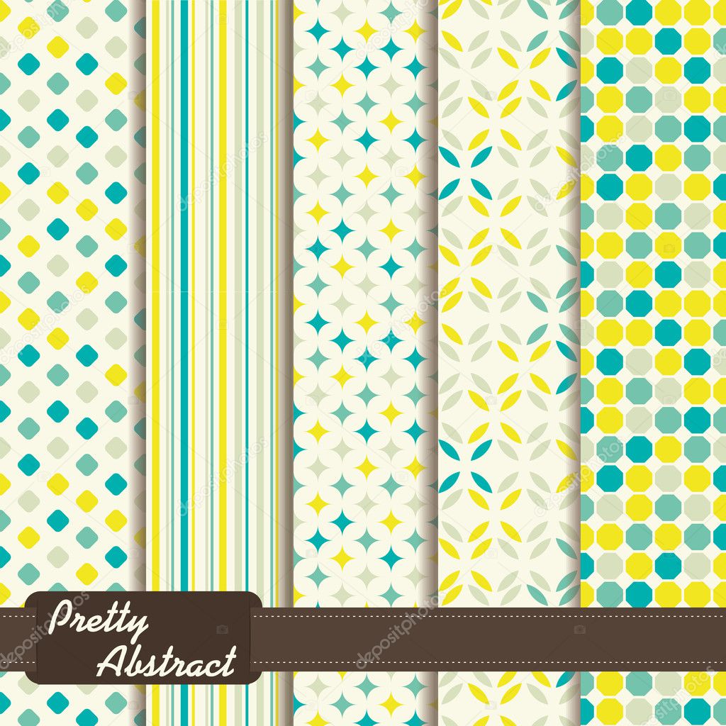 Set of pretty abstract seamless patterns