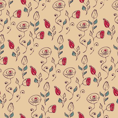 ile Seamless Modeli el çizilmiş güller