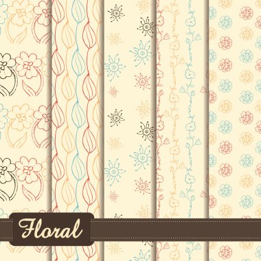 Soyut çiçek desenleri dizisi