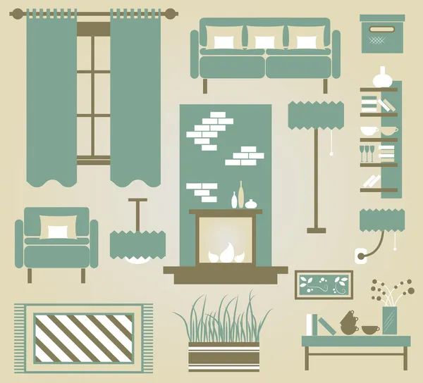거실의 가구 아이콘 벡터의 집합 — 스톡 벡터