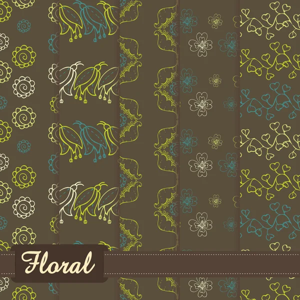 Set of abstract colorful pattern on floral theme — Διανυσματικό Αρχείο