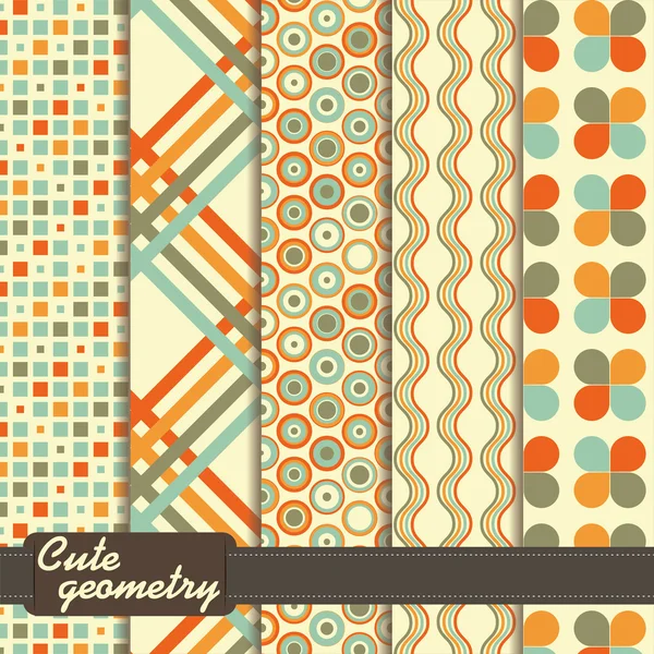 Set of colorful geometrical pattern in retro style — Stock Vector