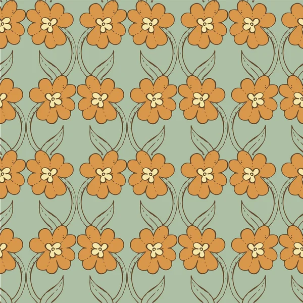 Modèle floral dessiné à la main avec des fleurs orange — Image vectorielle