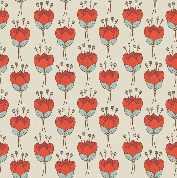 Motif floral sans couture avec des fleurs rouges — Image vectorielle