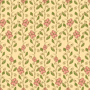 elle çizilmiş seamless modeli küçük pembe çiçekli