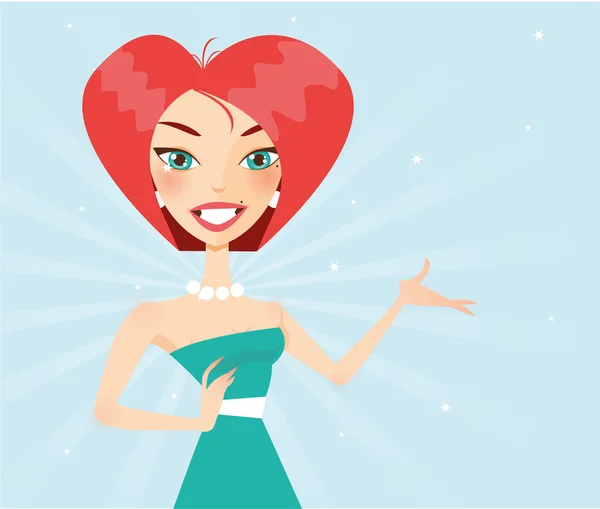 Vectorillustratie van cute redhead vrouw presentatie — Stockvector