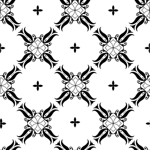 Patrón floral simple en blanco y negro — Archivo Imágenes Vectoriales