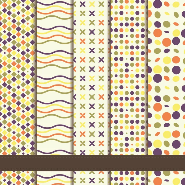 かわいいの幾何学的なシームレス パターンのセット — ストックベクタ