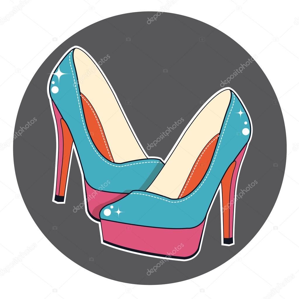 Illustration of cute high-heeled blue shoes