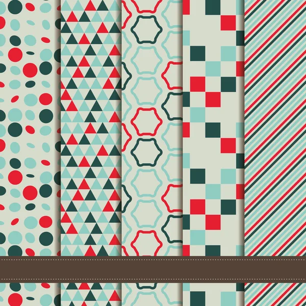 soyut geometrik Dikişsiz desen retro mavi yeşil ayarla