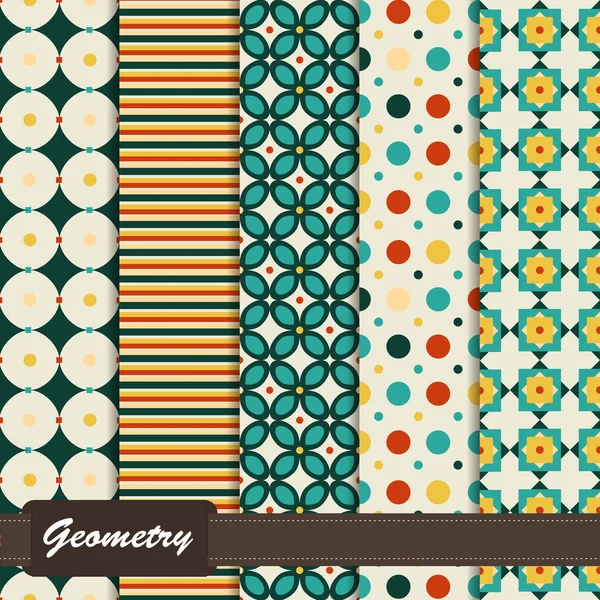 Set of pretty colorful seamless patterns — Stock Vector