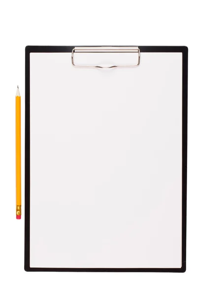 Blatt weißes Papier auf Tablet montiert lizenzfreie Stockbilder