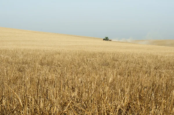 Trekker ploegveld — Stockfoto