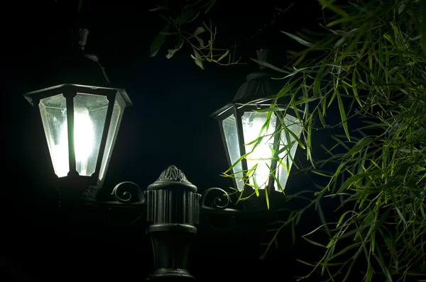 Nachtbild der Lampe im Park — Stockfoto