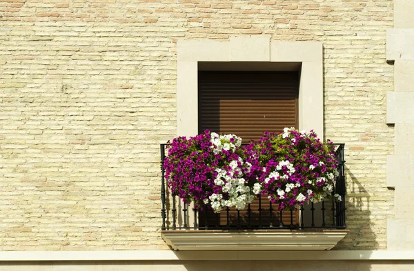 Klassischer Balkon mit Blumen — Stockfoto