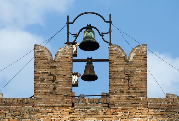 Ancient church tower and carillons — Stock Photo, Image