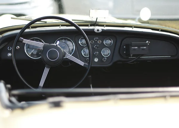 Car steering wheel and dashboard — Stock Photo, Image