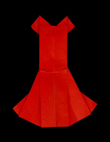 Red dress made of paper. — Stock Photo, Image