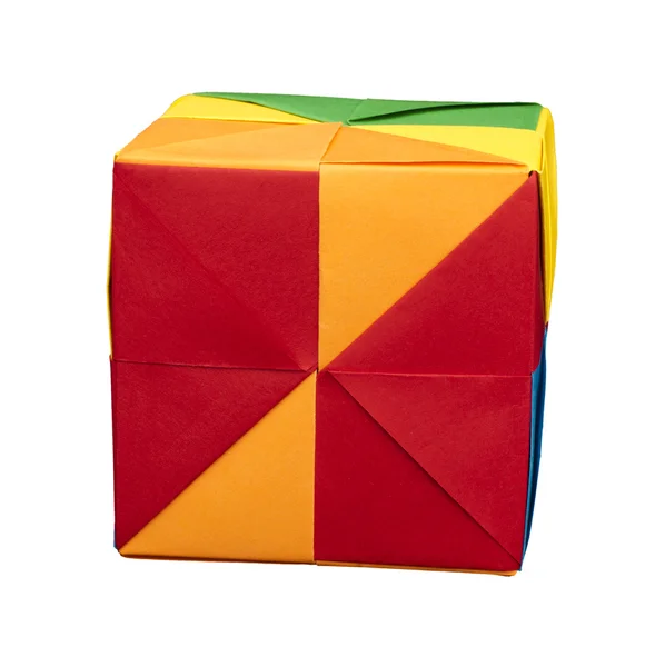 Styl složené origami papírové kostky. — Stock fotografie