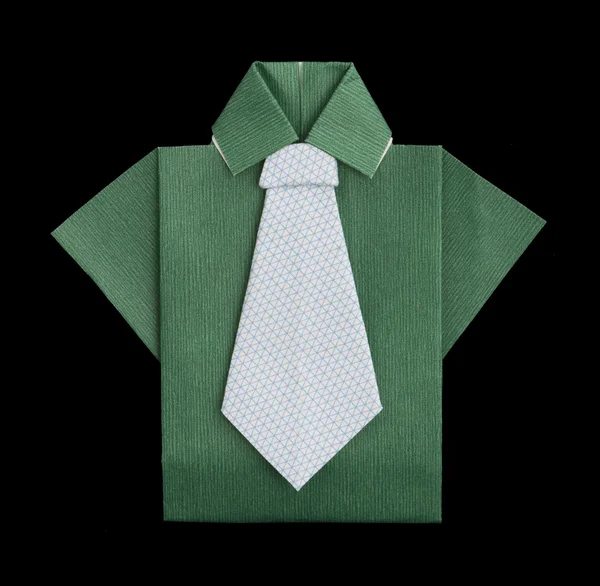 Isolated paper made green shirt. — Stock Photo, Image