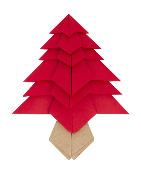Czerwony choinki wykonane z papieru. wiecznie zielone drzewo origami — Zdjęcie stockowe