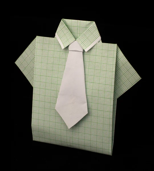 Camisa a cuadros verde de papel aislado . — Foto de Stock