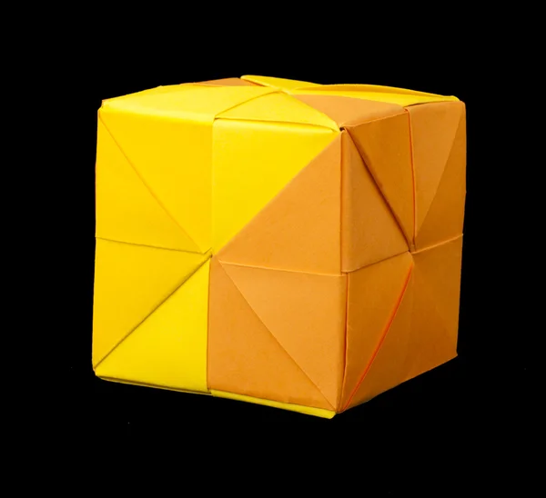 纸的多维数据集折叠的折纸样式. — 图库照片