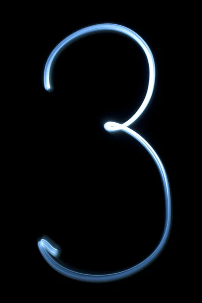 Numero tre cifre dalla luce al neon — Foto Stock