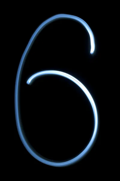 Number six digit from neon light — Stock Photo, Image