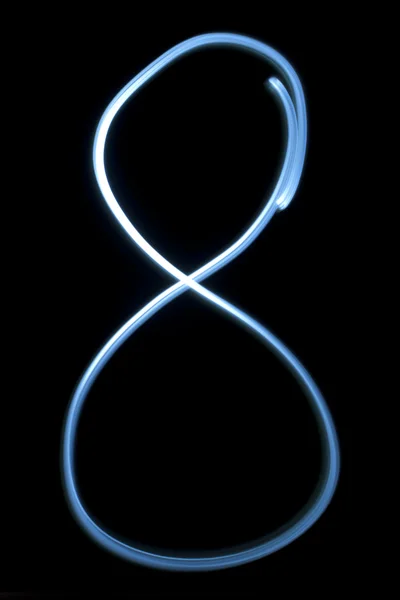 Numer osiem cyfr z neon light — Zdjęcie stockowe