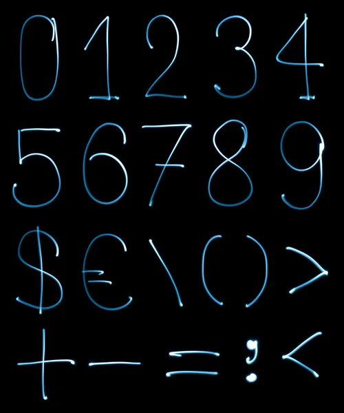 Digites 设置从霓虹灯光 — 图库照片
