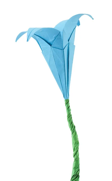 Origami blue flower white isolated. — Stock Photo, Image