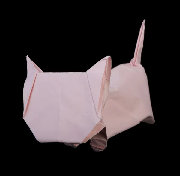 粉红色猫折纸 — 图库照片