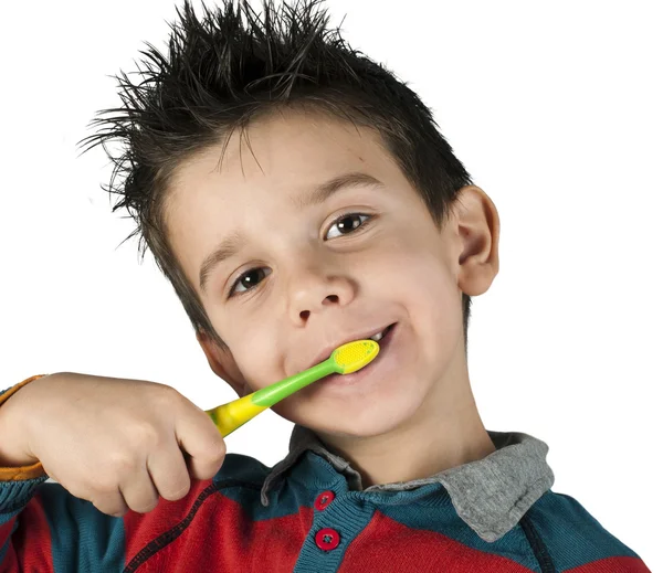 Chlapec si čistí zuby — Stock fotografie