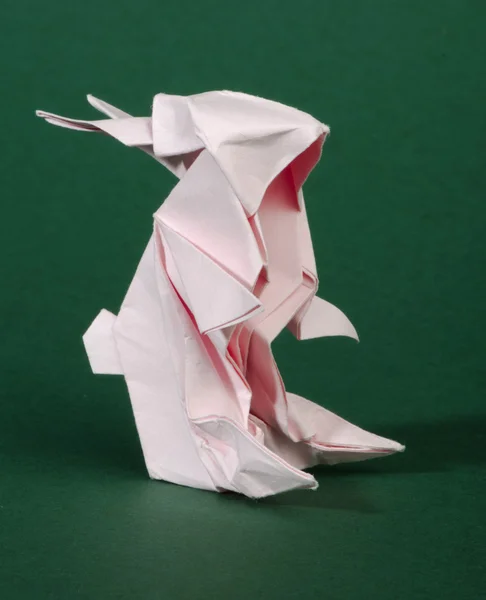 Origami pink rabbit — Stock Photo, Image