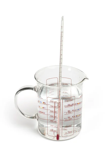 温度计测量水的温度 — 图库照片