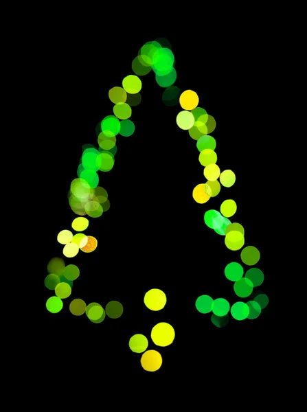 Árvore de Natal feita de luzes bokeh — Fotografia de Stock