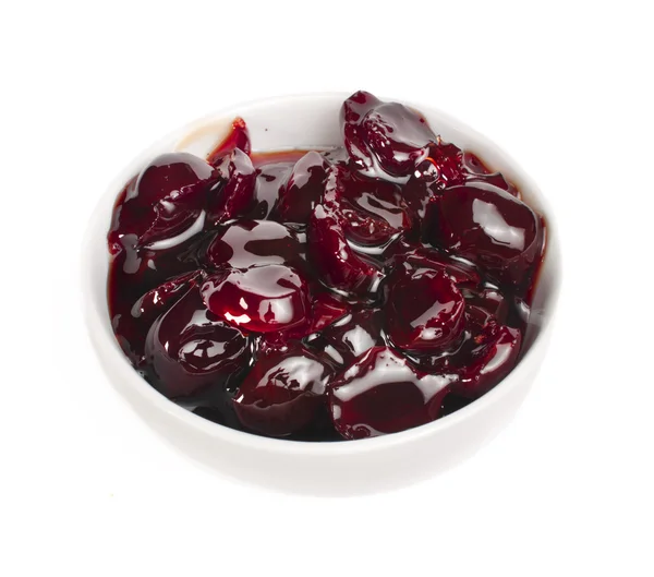 Jam of cherries in a small bowl — Stock Photo, Image