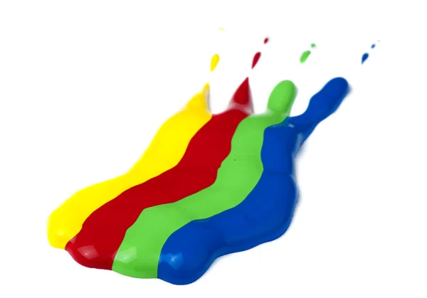 Paint coated on paper. Red, green, blue and yellow colors. — Stock Photo, Image