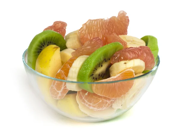 Fruit salad with citrus in a glass bowl — Stock Photo, Image