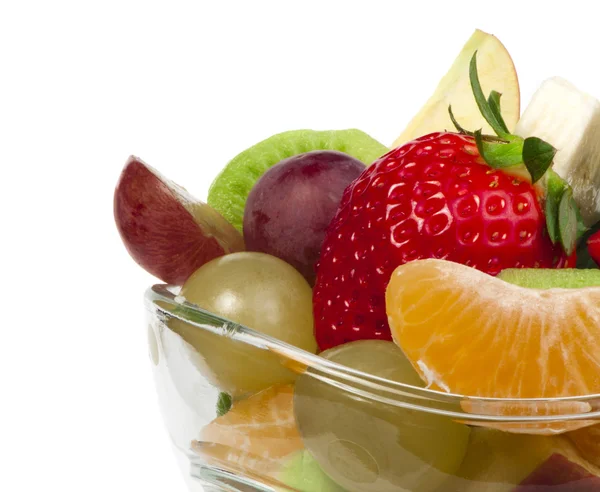 Fruktsallad i en glasskål — Stockfoto