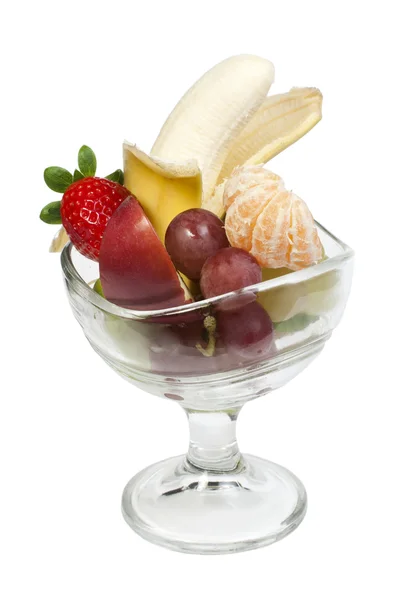 Fruktsallad i en glasskål — Stockfoto