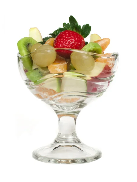 Fruitsalade in een glazen kom — Stockfoto